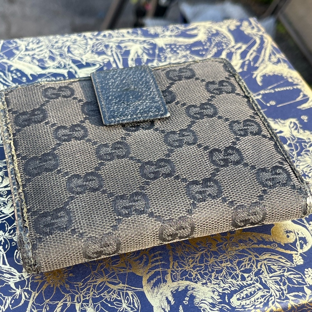 Gucci Black GG Monogram Canvas Bi-Fold Wallet